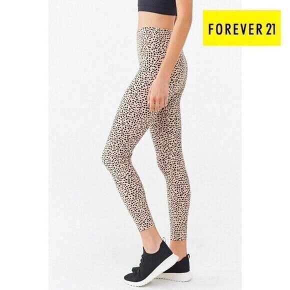 FOREVER 21 Women's High Waisted Yoga Leggings‎ Active Cheetah Print - Picture 4 of 10